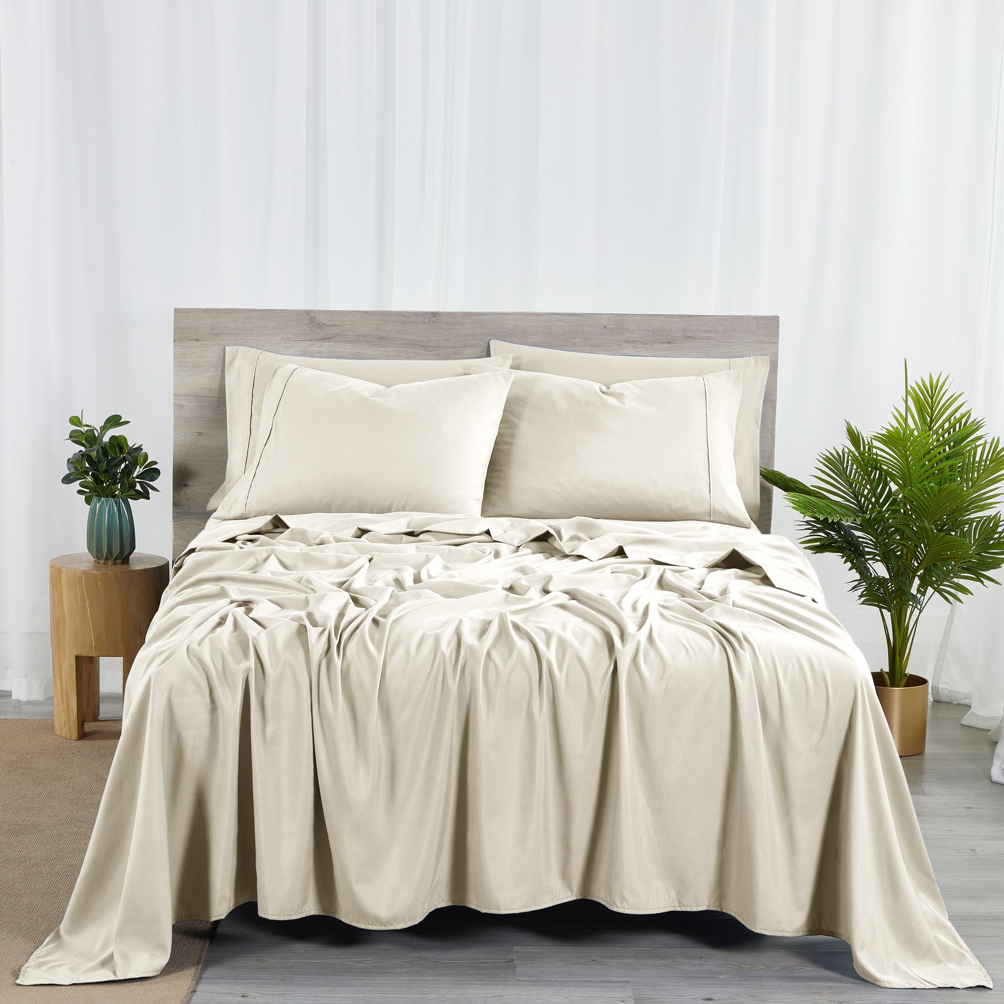 Bamboo Blend 6-Piece Sheet Set ¨C 2000 Thread Count SnugGrip Fitted Sheet 16¡± Deep Pocket Soft Wrinkle Resistant Twin Full Queen King Cal King