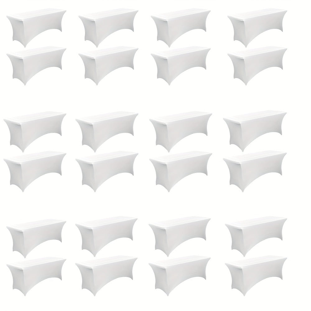 6 Foot Stretch Tablecloth 6/12/24 Pack - Rectangular Spandex Table Cover for Weddings, Trade Shows & Events
