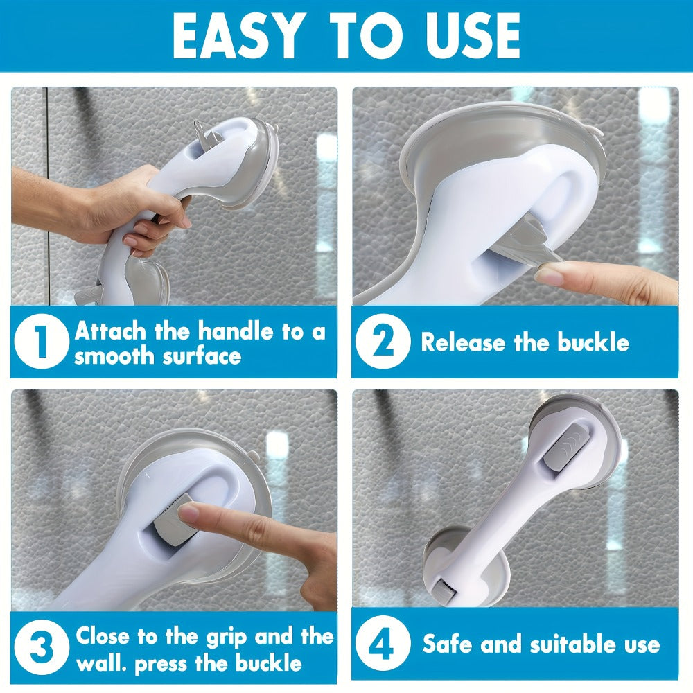 Grab Bars for Bathroom 2pcs Suction Cup No Drill Shower Handle for Elderly Adjustable Height Non-Slip Safety Rail Toilet Fall Prevention Handrail Easy Install
