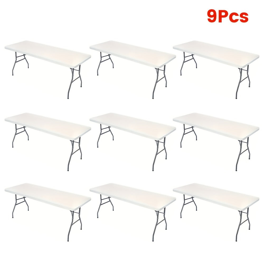 Stretch Table Covers 6Ft Washable Elastic Rectangle Tablecloth for Parties Weddings Picnics Camping, Spandex Polyester Blend, Fits Standard 6 Foot Tables, Set of 3 6 9 or 12, Black White Blue