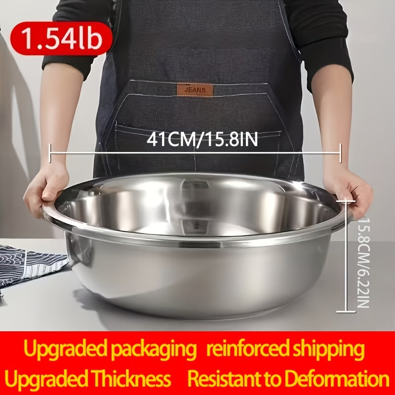 Large Stainless Steel Mixing Bowl | 304 Heavy-Duty Salad & Wash Basin, Hammer Finish, Non-Slip Base, Rounded Edges ¨C Kitchen, Laundry, Utility Sink, Commercial & Home Use