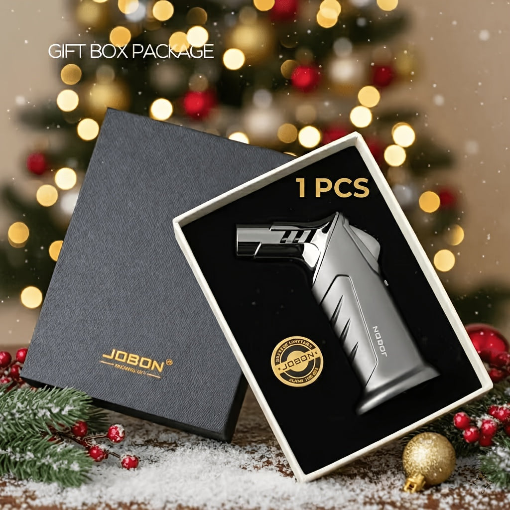 Butane Torch Lighter with Gift Box - Jobon Adjustable Flame Kitchen Torch, BBQ Camping Lighter for Men, Child Safety Lock, Windproof Refillable Jet Flame, Holiday Birthday Gift (Gas Not Included)
