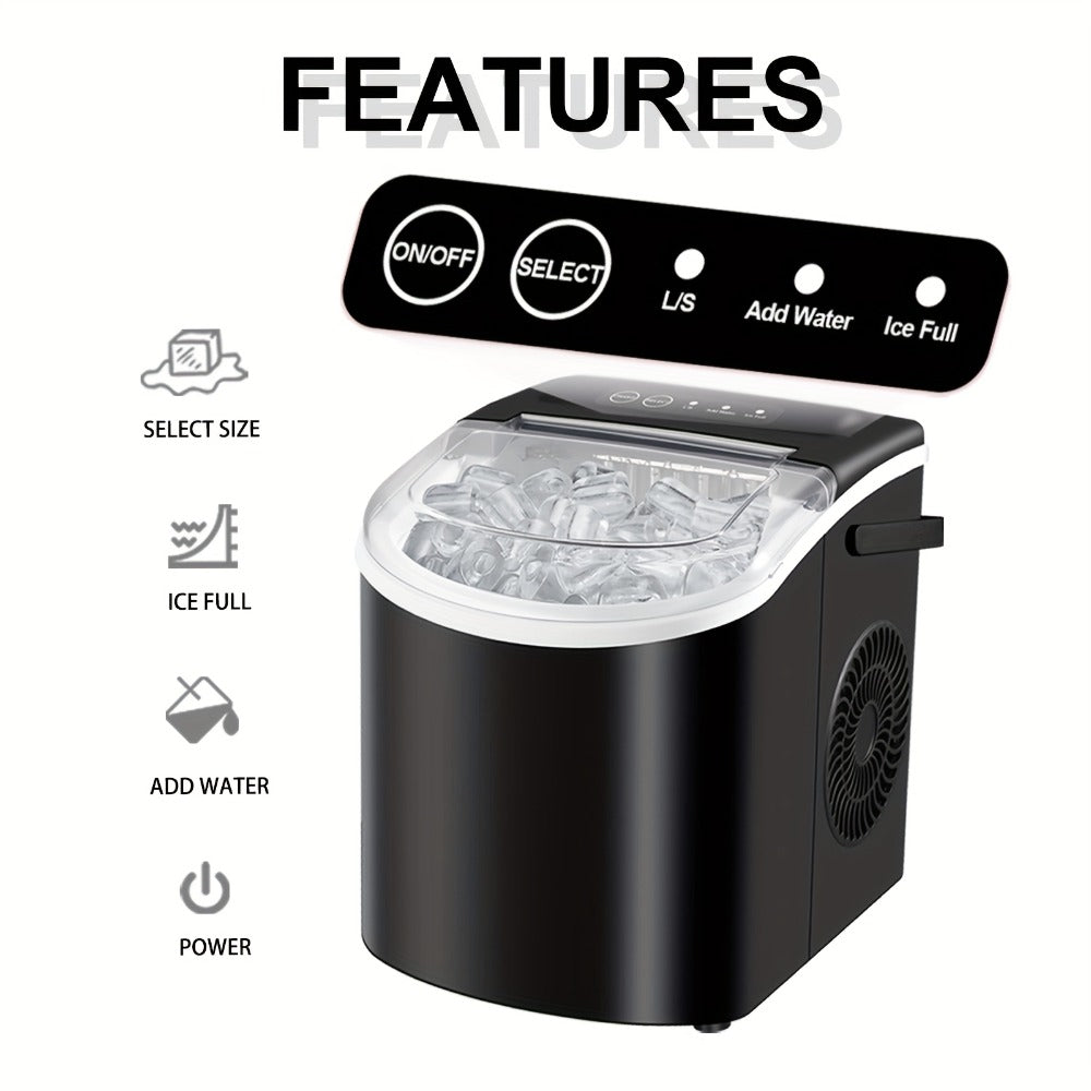 Ice Maker with Basket & Scoop ¨C 26 Lbs/Day Countertop Bullet Ice Machine, 9 Cubes in 6 Mins, Self-Cleaning, 5 Colors Pink White Green Silver Black, for Home, Kitchen, Office, Bar, RV & Camping
