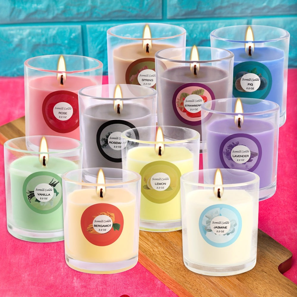 Scented Candles Gift Set 20 Pack | 10 Fragrances Natural Soy Wax Glass Jar Candles with Dried Flowers | Aromatherapy Candle Set for Women Birthday Christmas Valentine's Day Mother's Day Wedding