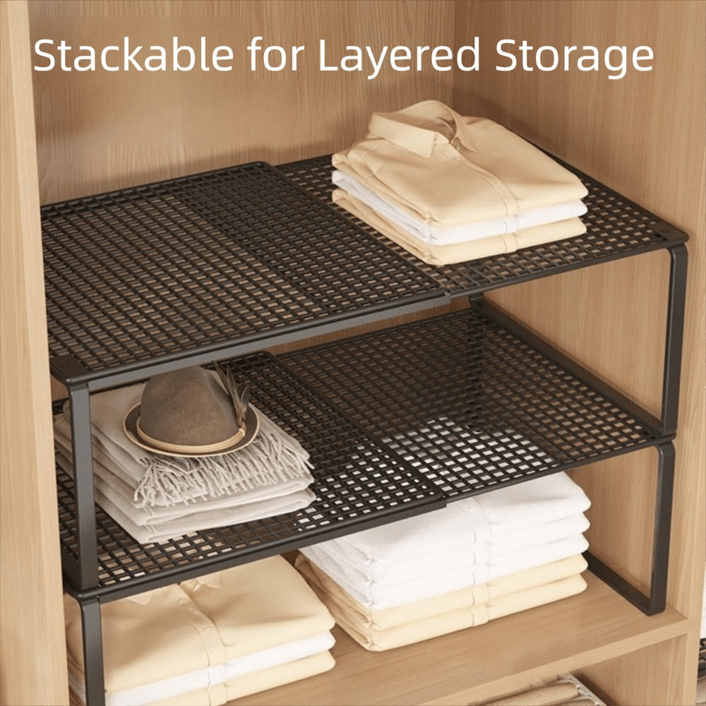 Metal Storage Rack Adjustable Expandable Shelving Unit for Kitchen Bedroom Wardrobe Closet Organization Heavy Duty Stackable Metal Shelf
