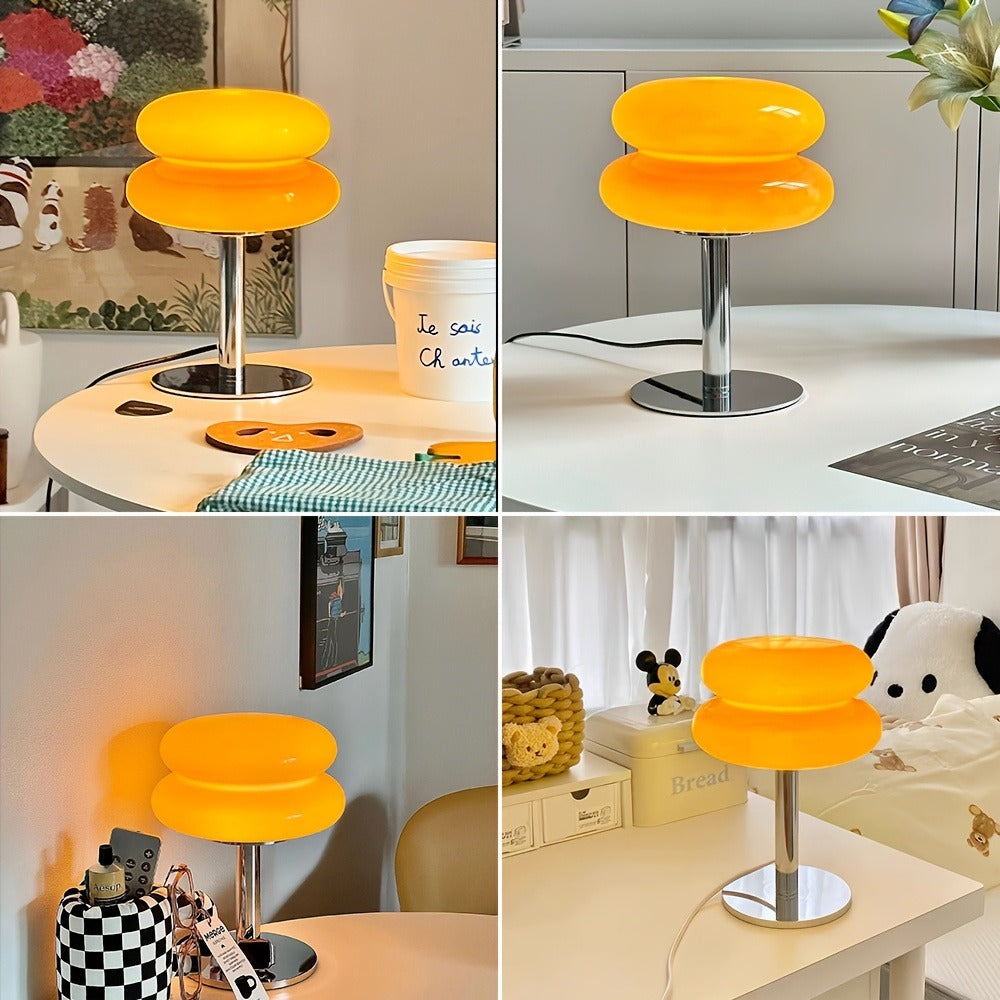 Mushroom Lamp Dimmable Bedside Nightstand Light Glass Shade Aesthetic Cute Table Lamp for Bedroom Living Room Home Decor Ambient Lighting Orange