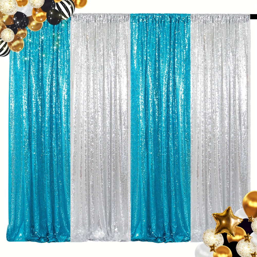 Sequin Backdrop Curtain 4 Panels 2FTx8FT ¨C Shimmer Glitter Background for Wedding Party Photo Booth Decoration