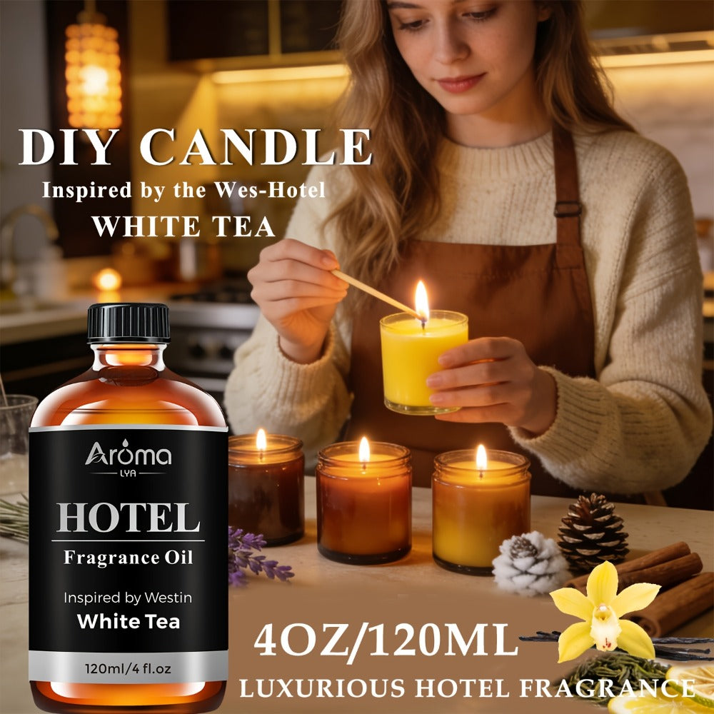 Hotel Fragrance Oil 4oz ¨C Luxury Resort Scents for Diffuser, Candle, Humidifier & Car | M Way, White Tea, Carlton, Beach Villas