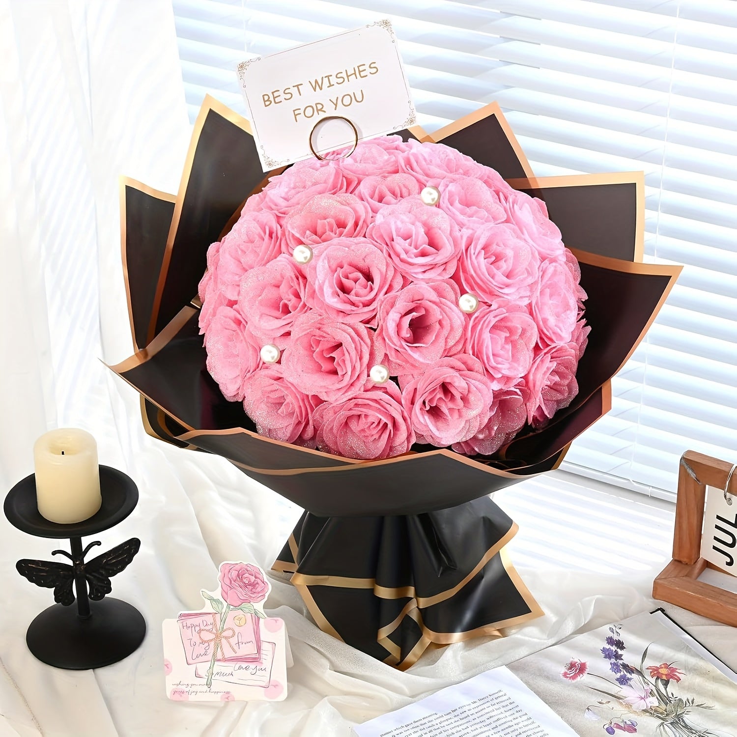 Artificial Flash Rose Bouquet 24/36 Pcs ¨C Simulation Shiny Fake Roses for Wedding, Engagement, Anniversary & Holiday Decorations, Multiple Colors