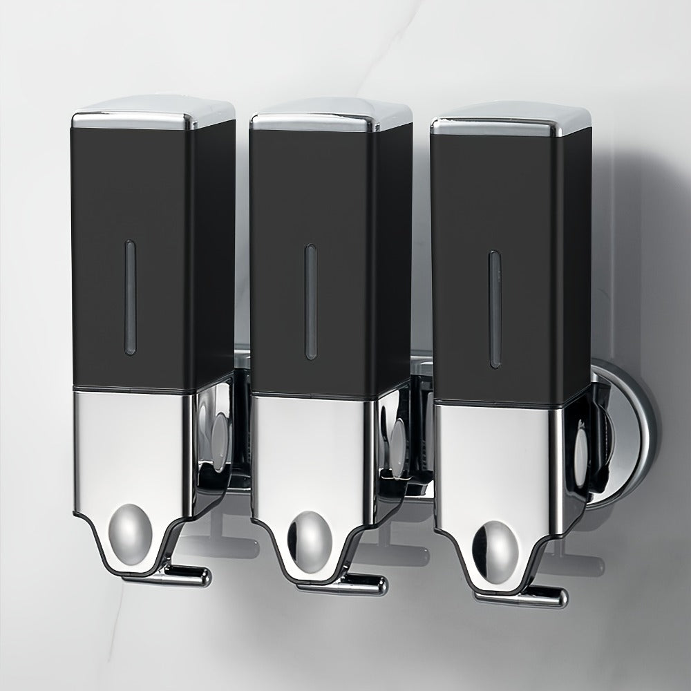 Wall Mounted Soap Dispenser Set 3-Pack No Drill 16.91oz Shampoo Shower Gel Conditioner Dispenser for Bathroom Kitchen