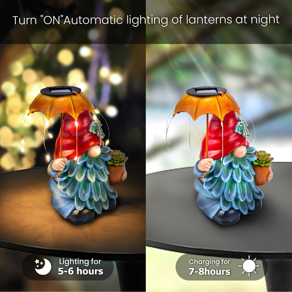 Solar Light Elf Resin Statue ¨C Outdoor Garden Figurine That Automatically Lights Up at Night, Holiday Collectible Decor for Christmas, Easter, Halloween, Thanksgiving & Hanukkah, Patio Porch Desk Decor Gift