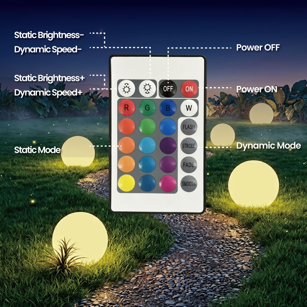 Solar Globe Lights Outdoor 8 Inch RGB Color Changing 16 Colors Remote Control Waterproof Garden Ball Light for Patio Yard Lawn Pool Pathway Party Decor