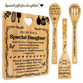 Engraved Bamboo Cutting Board Gift Set for Daughter, Recipe for a Special Daughter Kitchen Utensil Set, Personalized Birthday Christmas Gifts for Daughter from Mom Dad, Unique Sentimental Kitchen Gift
