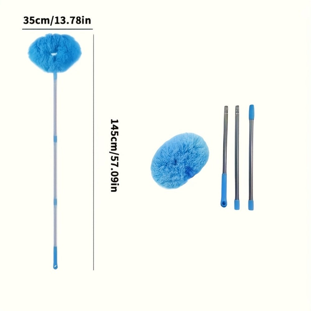 Ceiling Fan Cleaner Brush with Extension Rod ¨C Detachable Washable Ultra-Fine Microfiber Duster for High Ceilings, Fans, Furniture & Cars, Long Reach Dust Brush Cleaning Tool Set (Blue)