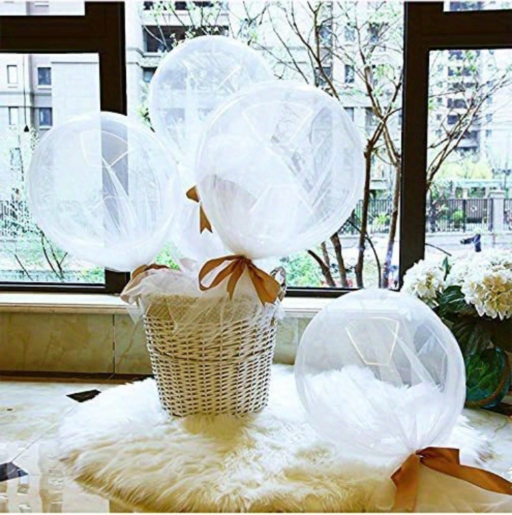 Clear Helium Balloons 10-Pack | Transparent Party Balloons 18¡± 20¡± 24¡± 36¡± for Weddings Birthdays Christmas Halloween Mardi Gras Celebrations ¨C Helium Ready with Sturdy Neck & Base