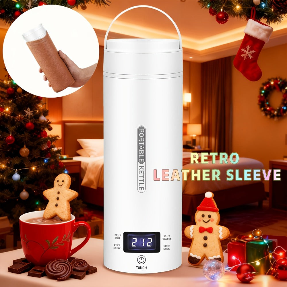 Travel Electric Kettle Mini Portable 304 Stainless Steel 4 Temperature Settings Auto Shut-Off Boil-Dry Protection BPA-Free Water Boiler for Tea Coffee White Black Pink