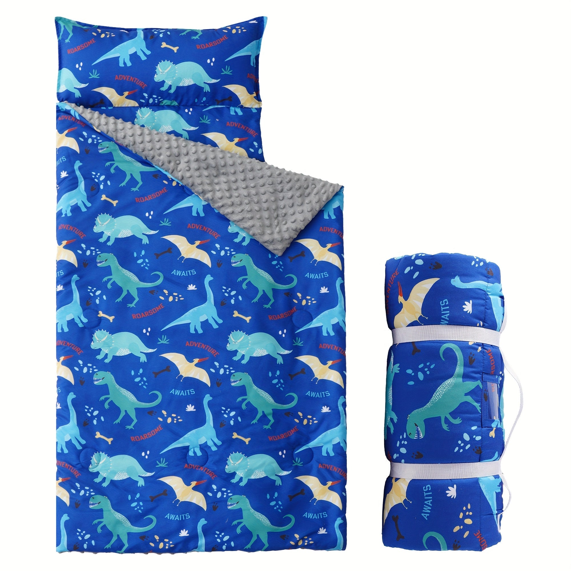 Kids Nap Mat Roll-Up Sleeping Mat for Daycare & Travel - 100% Polyester, Machine Washable, Fun Prints