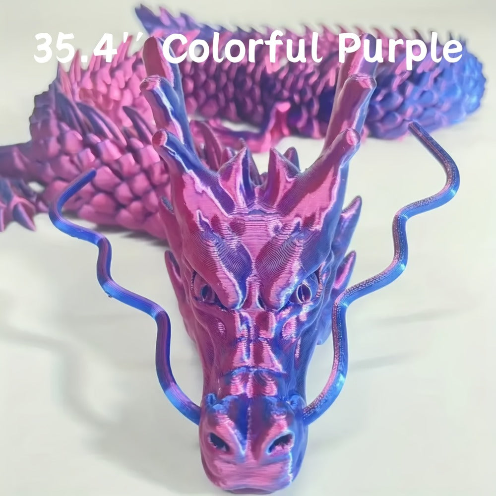 3D Printed Articulated Dragon Figurine 35.4¡± Giant Poseable Chinese Dragon Collectible Sculpture | Flexible Joints Fantasy Desk Decor for Home Office Car | Unique Gift for Dragon Collectors Mom Dad