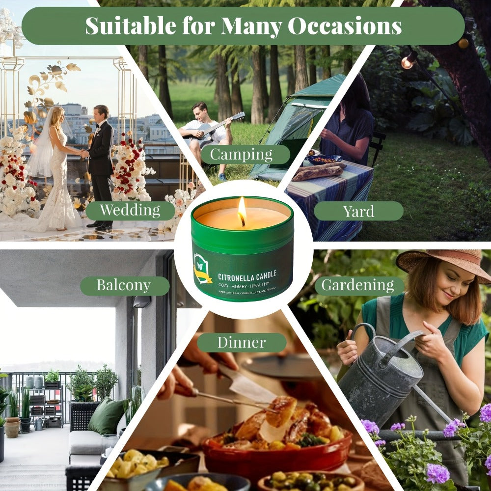 Citronella Candles Outdoor 6-Pack 4.4oz Each ¨C 150 Hours Long Burning, Mosquito Repellent Candles Set for Camping, Patio, BBQ, Garden, Yard, Deck & Lanai ¨C Father¡¯s Day Gift Idea