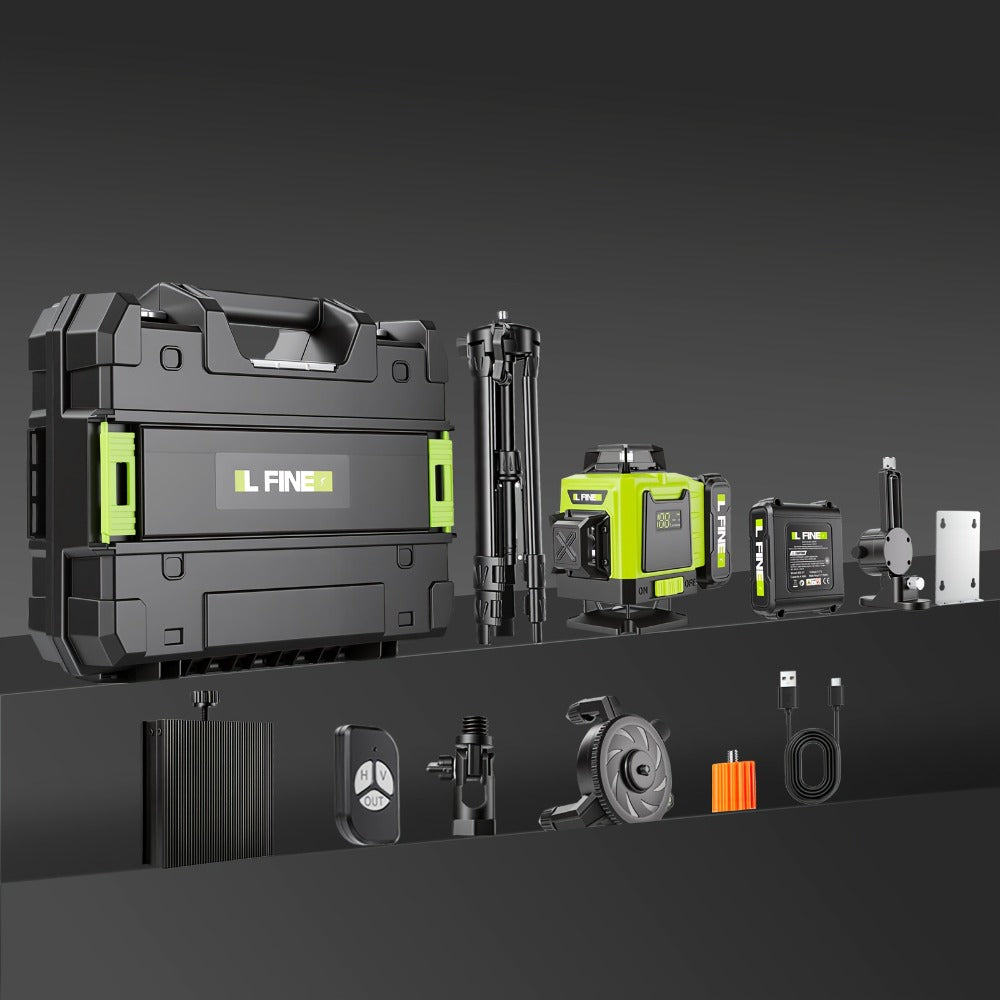 4D Laser Level 16 Line Self Leveling High Precision Cross Line Laser for Construction Renovation Tiling Flooring Alignment Fast Charging with Tripod Options