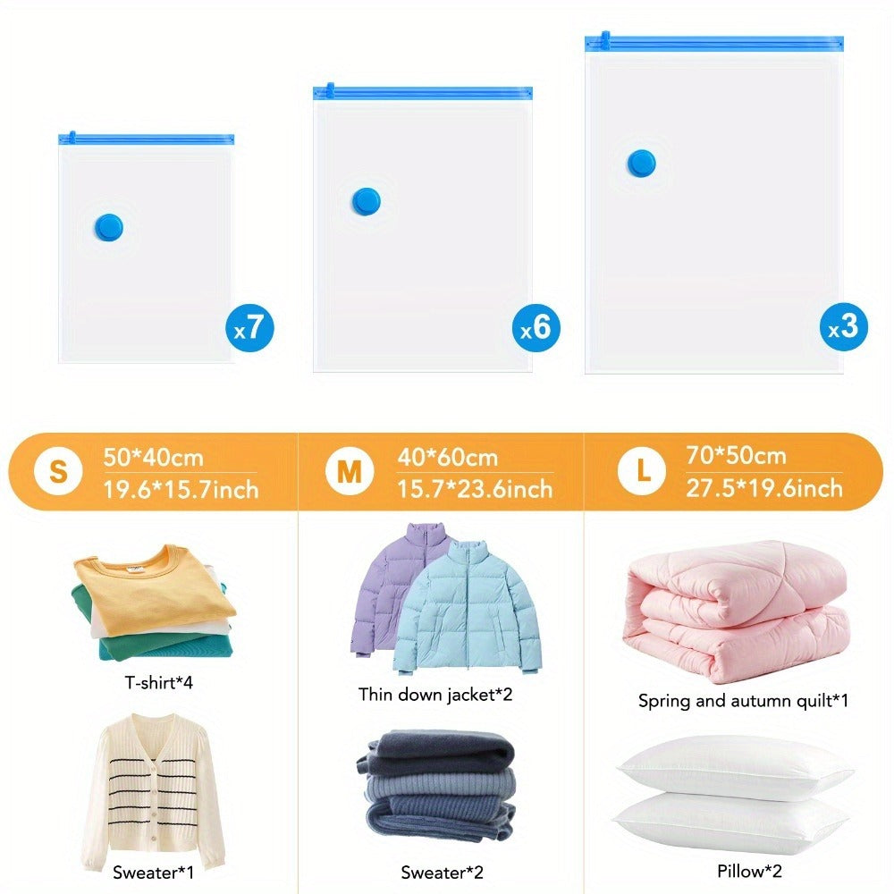 Vacuum Storage Bags 16 Pack with Electric Pump | Space Saver Compression Bags for Clothes Bedding Pillows Quilts Blankets | Travel Size Vacuum Seal Bags for Luggage Closet