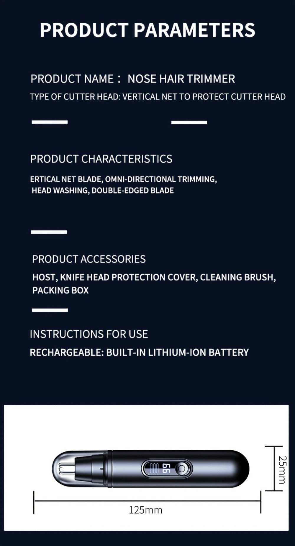 Electric Nose Trimmer with LED Display ¨C USB Rechargeable Painless Facial Hair Removal Device for Men & Women, Nose Ear & Eyebrow Trimmer, Upgraded Grooming Tool, Ideal Gift