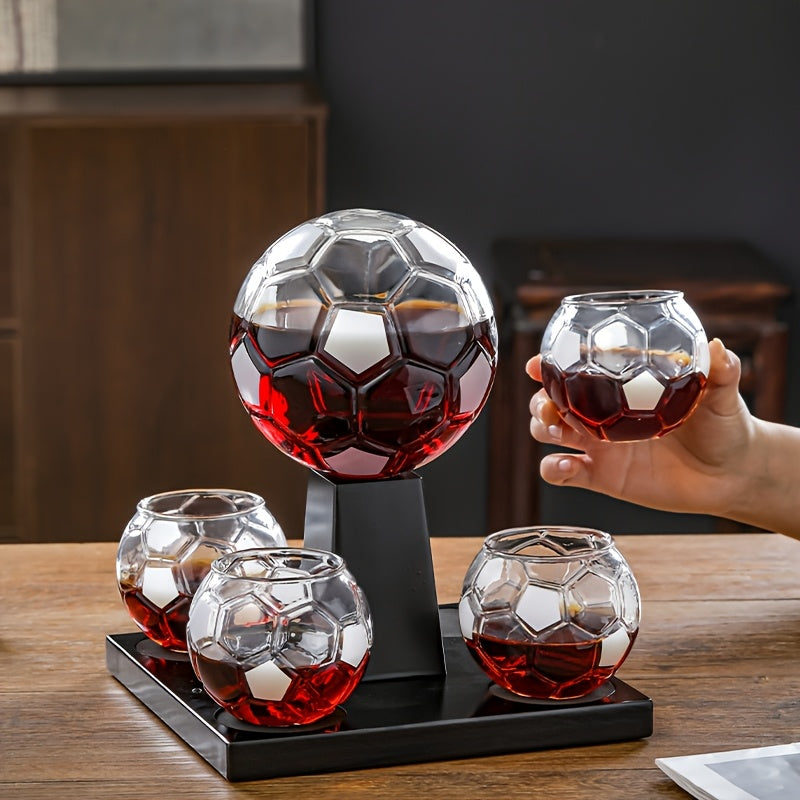 Football Shaped Whiskey Decanter Set with 4 Cups 30oz - Unique Birthday Gift for Men, Dad Gift, Valentine's Day Gift, Home Bar Decor, Christmas Gift