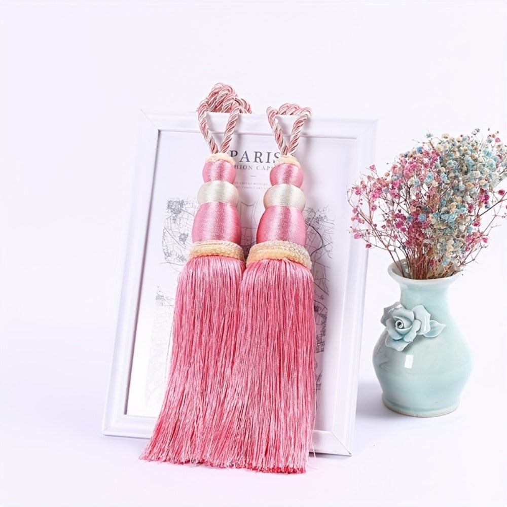 Curtain Tiebacks with Ball Tassels 4-Pack Silk Rope Curtain Ties Decorative Holdbacks for Window Dressing Home Decor