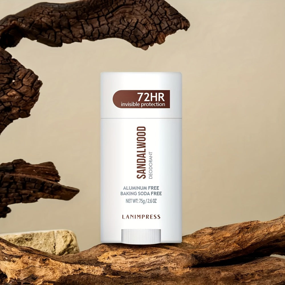 Natural Deodorant Stick Aluminum Free Baking Soda Free 72HR Invisible Protection with Witch Hazel Shea Butter Unisex Sandalwood Lavender Peach Charcoal 75g