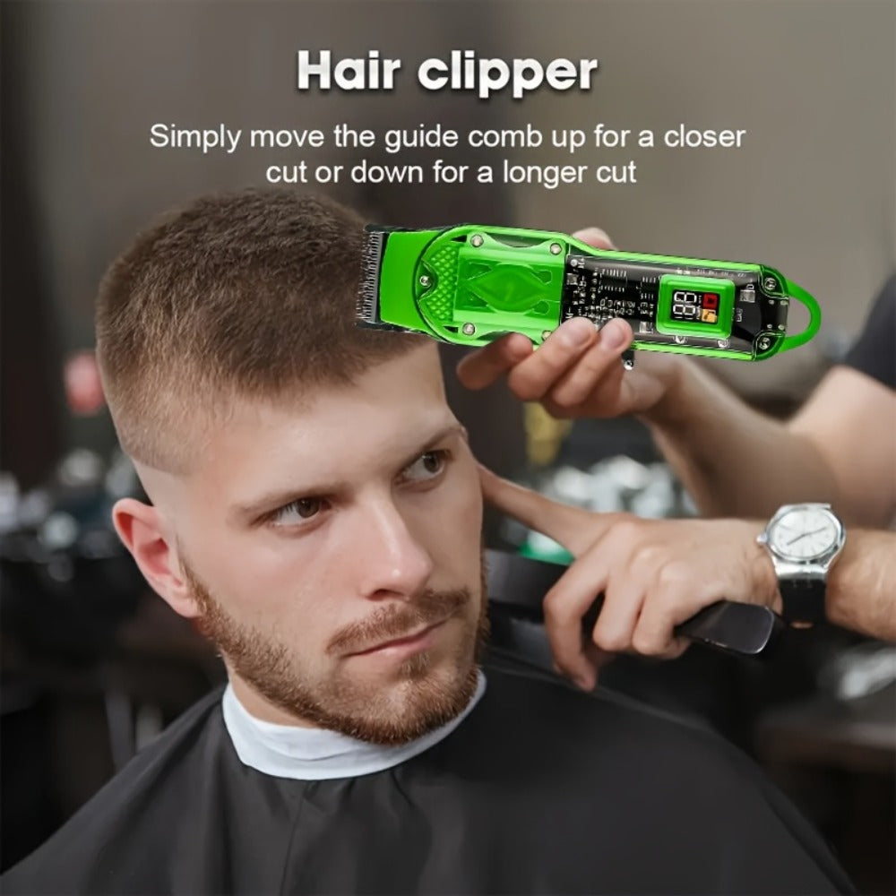 Professional Hair Clippers for Men - Cordless USB Fast Charging with Digital Display, 4 Adjustable Speeds, 4 Limit Combs 0.5-15mm, Rechargeable Lithium Battery, Barber-Grade Portable Clipper Kit 1 or 3 Piece