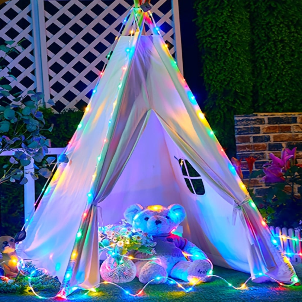 Solar Rope Lights Outdoor 33FT 100LED RGB ¨C 8 Modes IP65 Waterproof String Lights for Garden, Patio, Party & Holiday Decor
