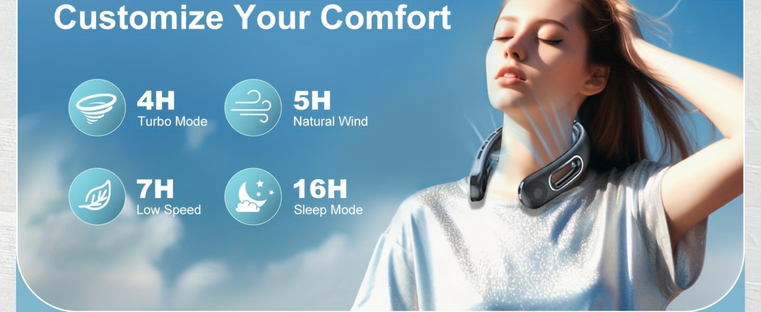 Neck Fan Portable Bladeless 360¡ã Cooling, 16-Hour Battery Life, 4 Speed Settings, USB Rechargeable Hands-Free Wearable Personal Fan for Women and Men, Travel, Office, Outdoor, Camping and Stocking Stuffer