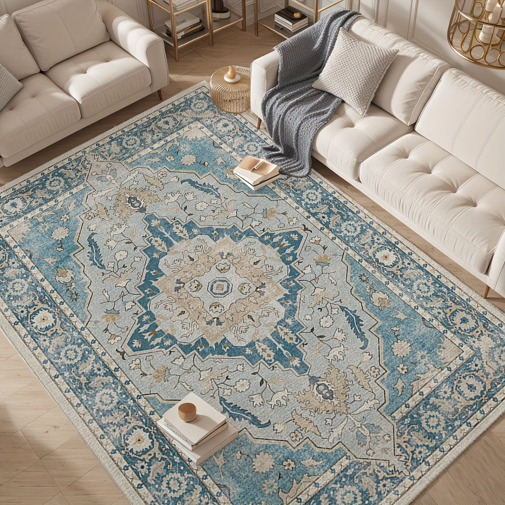 Vintage Persian Area Rug Machine Washable Non-Slip Non-Shedding Floral Indoor Carpet for Living Room Bedroom in Multiple Colors and Sizes
