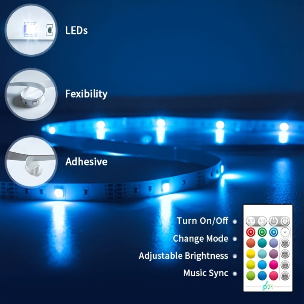 LED TV Backlight Strip RGB Bias Lighting for 45-75 Inch TVs, Color Changing Backlight with Remote & App Control, Music Sync, USB Powered, 3M Adhesive, Bedroom Living Room Home Theater Ambient Lighting