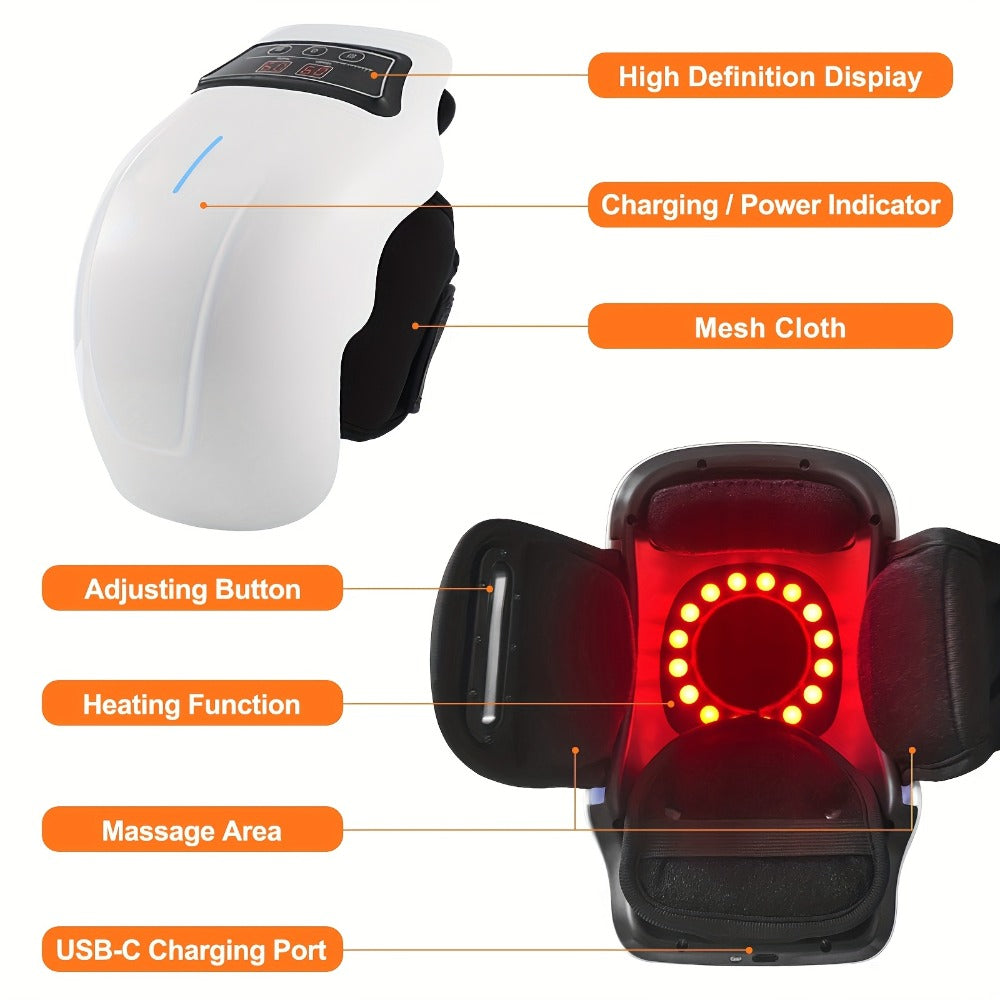 Knee Massager with Heat - 9 Heating Modes & 9 Vibration Speeds, Cordless Electric Knee Brace Massager with Adjustable Straps for Joint Pain Relief, Arthritis, Muscle Recovery, Gift for Mom Dad