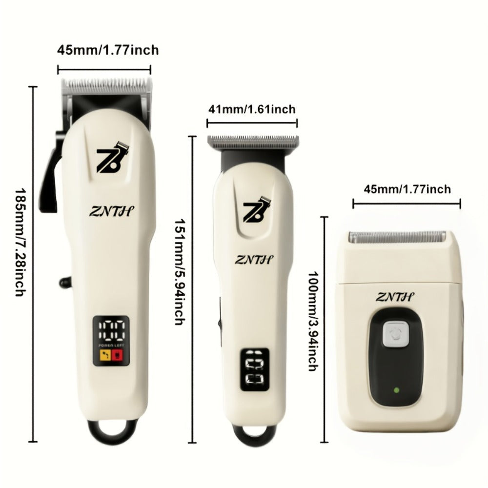 Professional Hair Clipper Kit 9-in-1 Trimmer for Haircut Bald Head Shaving LCD Display USB Fast Charge Long Battery Stainless Steel Blade 4 Guide Combs for Home Barbershop