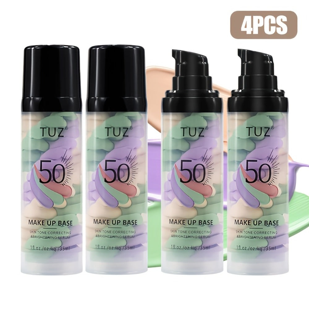 BB Cream Barrier Cream Set 4pcs Tri-Color Long-Lasting Moisturizing Light Texture Natural Finish Anti-Smudge Glycerin Formula for Daily Makeup Travel Gift Women All Skin Types