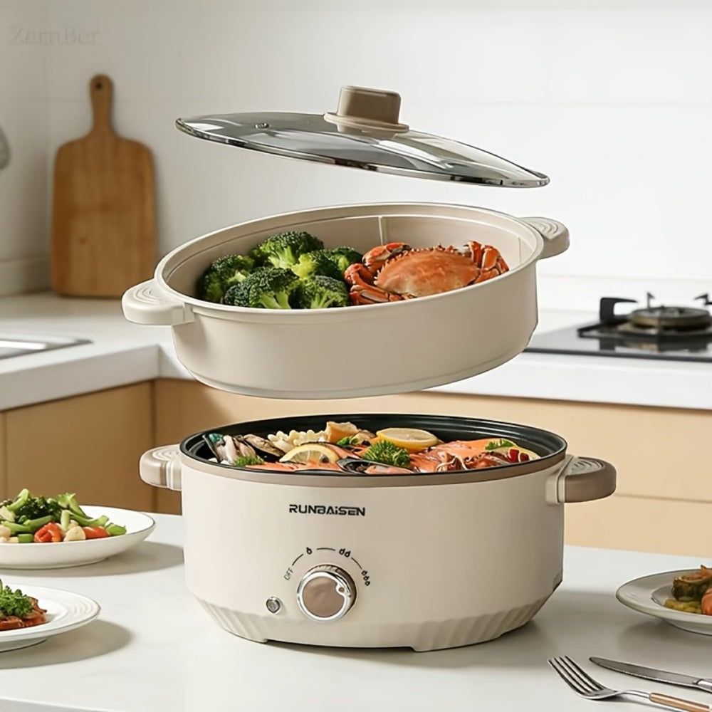 Electric Hot Pot Portable Electric Wok ¨C Non-Stick Coating, Triple Power Control, Multi-Functional Stewpot for Hotpot, Soup, Steak, Ramen & Gourmet Cooking, 60.87oz or 118.35oz