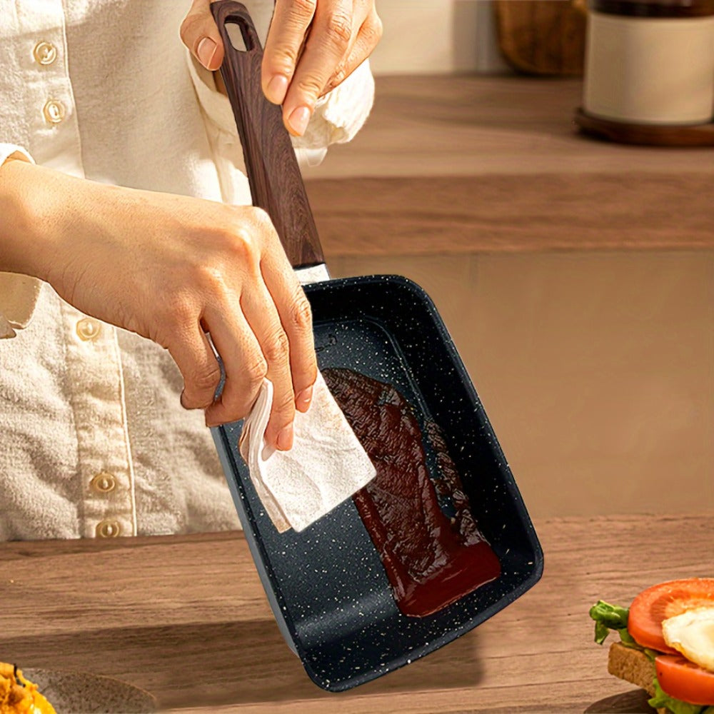 Tamagoyaki Pan Japanese Nonstick Rectangular Egg Pan for Omelettes & Rolls ¨C Induction Halogen Compatible Dishwasher Safe Wooden or Plastic Handle with Optional Silicone Spatula