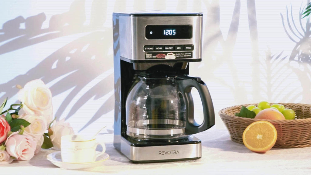 12-Cup Programmable Drip Coffee Maker, Regular & Strong Brew, Iced Coffee Setting, 1-4 Cup Mode, 24H Timer, Auto Shut-Off, Keep Warm, Pause & Serve, Black
