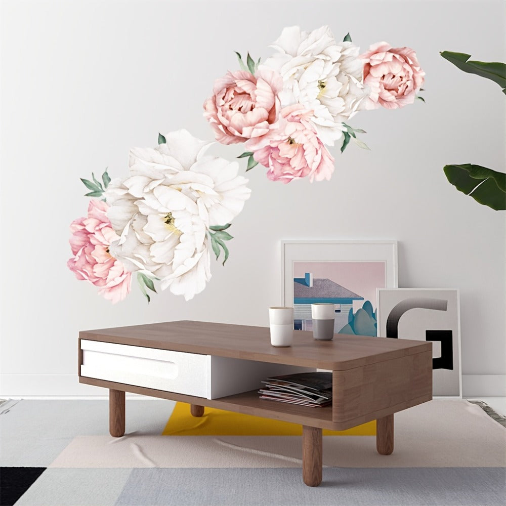 Peony Flower Window Glass Sticker ¨C Anti-Collision Waterproof Decorative Glass Film, European Floral Wall & Window Decal for Home Decor, 17.7 x 47.2 Inches (2 Styles)