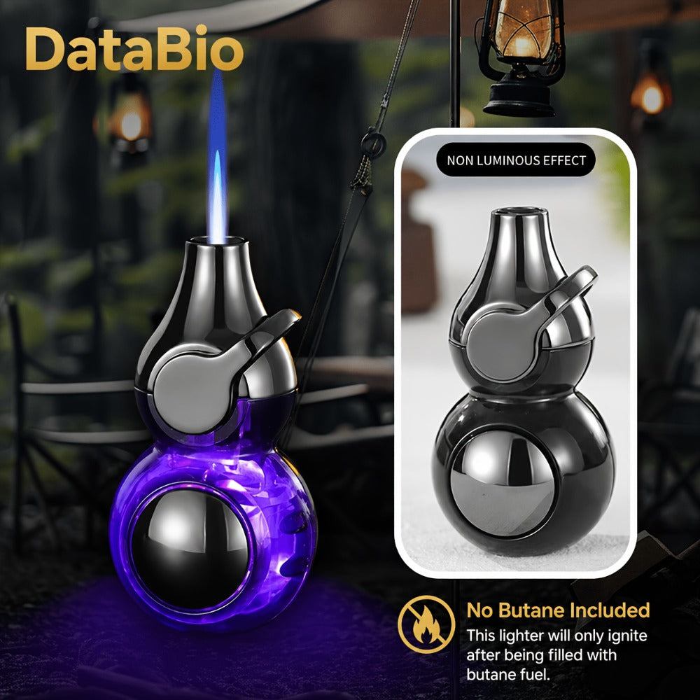 Torch Lighter Windproof Refillable Butane Aluminum Alloy Mini Portable Flashlight Lighter Rocker Ignition Transparent Gas Window Candle Campfire Camping Gift Black Orange White
