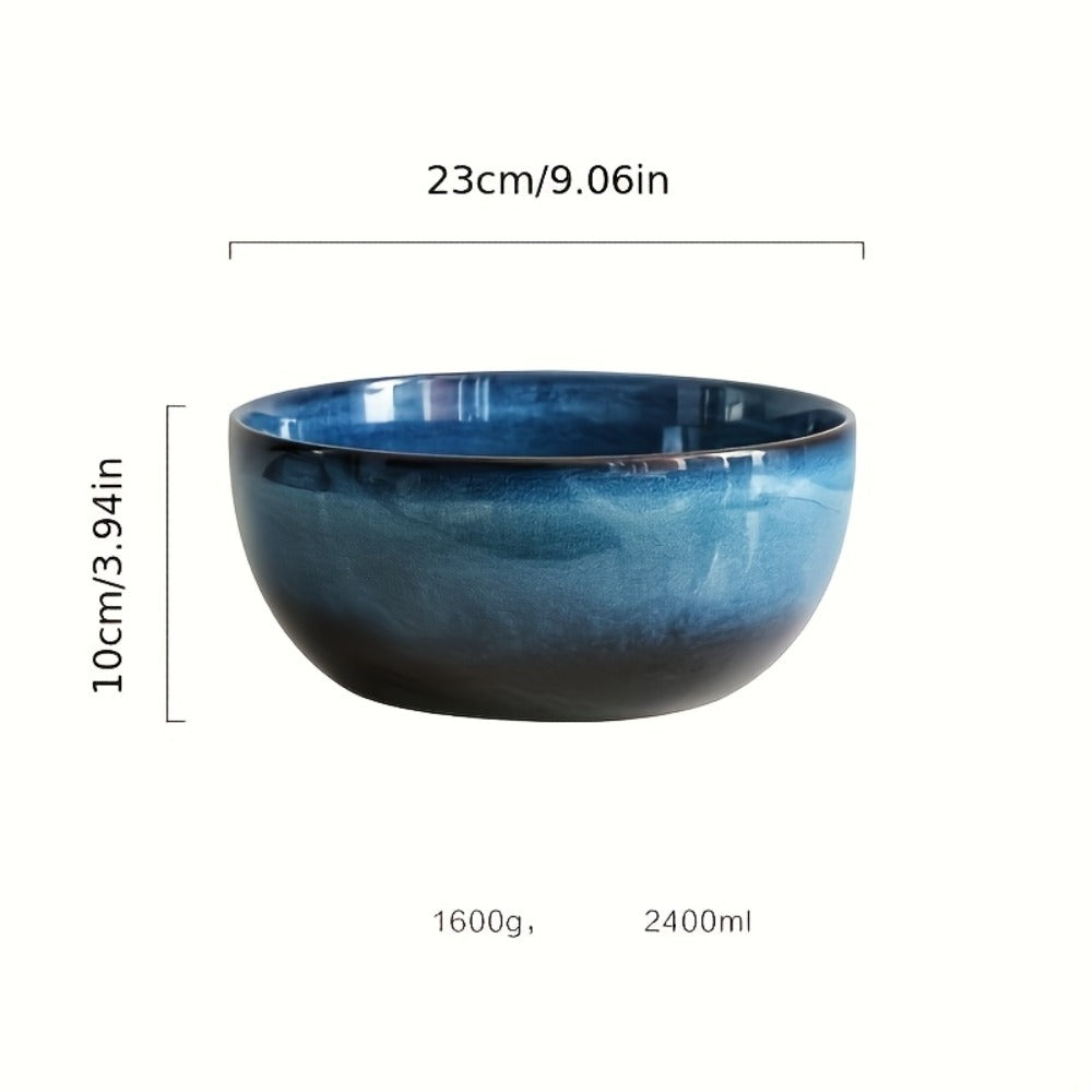 Extra Large Ceramic Bowls Set of 2 ¨C 81oz Deep Blue Salad Bowl, Ramen Noodle Soup Bowl, Stylish Durable Dinnerware for Home Kitchen, Restaurant & Holiday Gift