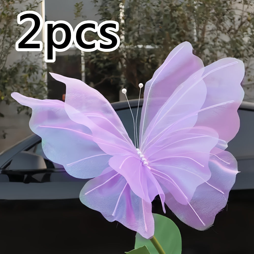 3D Artificial Butterfly Decorations 2pcs ¨C Realistic Featherless Fake Butterflies for Wedding, Home, Garden & Party Decor | No Electricity Required | All-Season Indoor Outdoor Holiday Accent