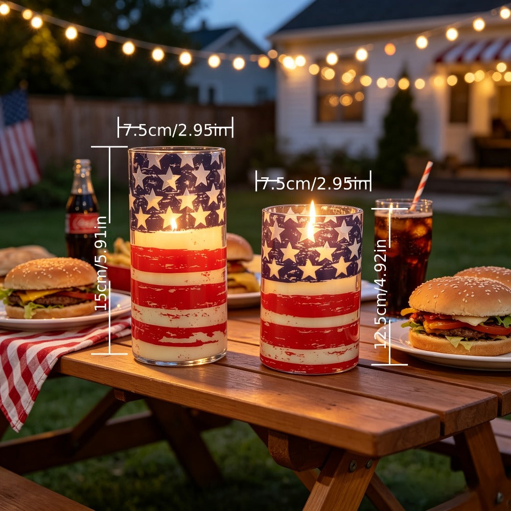 Flameless LED Candles with Remote Control, Flickering Flame Effect, Independence Day Patriotic Home Decor, Memorial Day Table Centerpiece