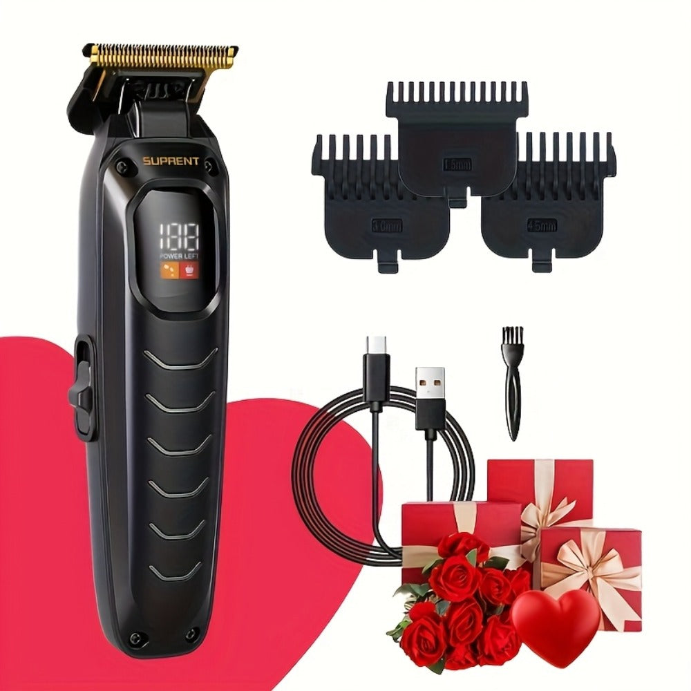 Hair Clippers & Beard Trimmer Set for Men - SUPRENT Professional Cordless Grooming Kit with T-Blade Trimmer, 6000RPM Quiet Motor, LED Display, 6 Guide Combs, Type-C Charging, Home & Barber Use