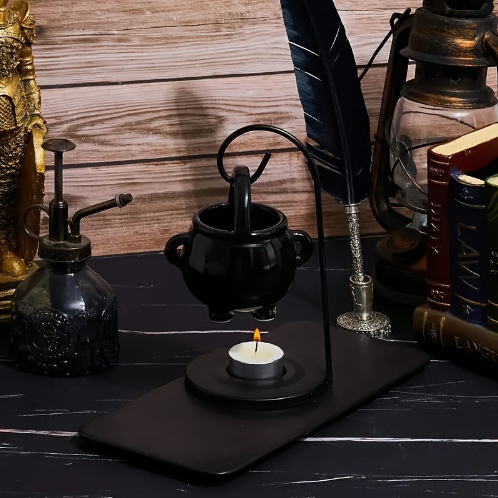 Ceramic Wax Melter Hanging Incense Holder Tealight Diffuser Black Witch Style Home Decor for Yoga Meditation Spa Aromatherapy Boho Gothic Gift