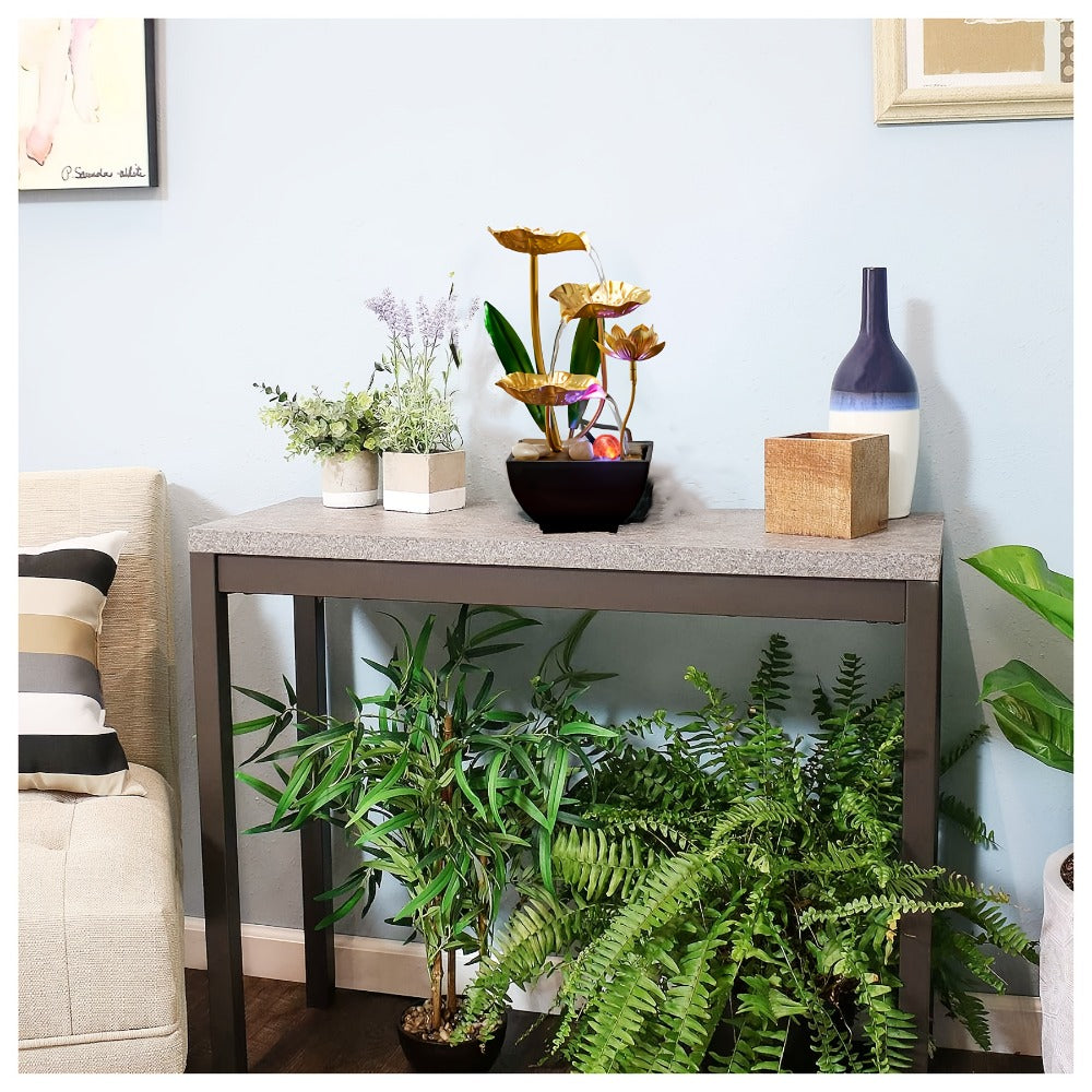 Indoor Tabletop Fountain Desktop Water Feature, Small Relaxing Flowing Water Fountain for Living Room, Bedroom, Office & Spa, Calming Zen Decor & Unique Housewarming Gift