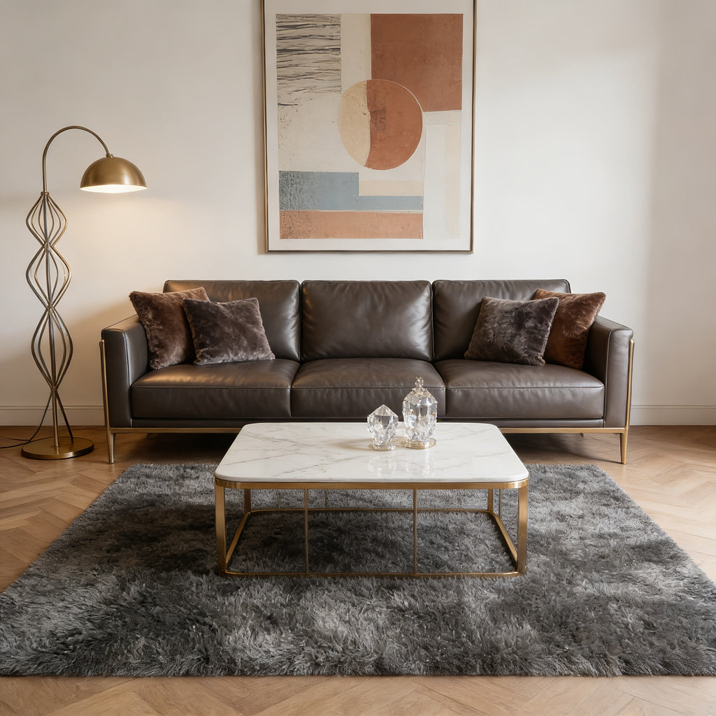 Round Faux Fur Area Rug - Soft Plush Circle Carpet for Living Room Bedroom, Machine Washable, Multiple Colors & Sizes