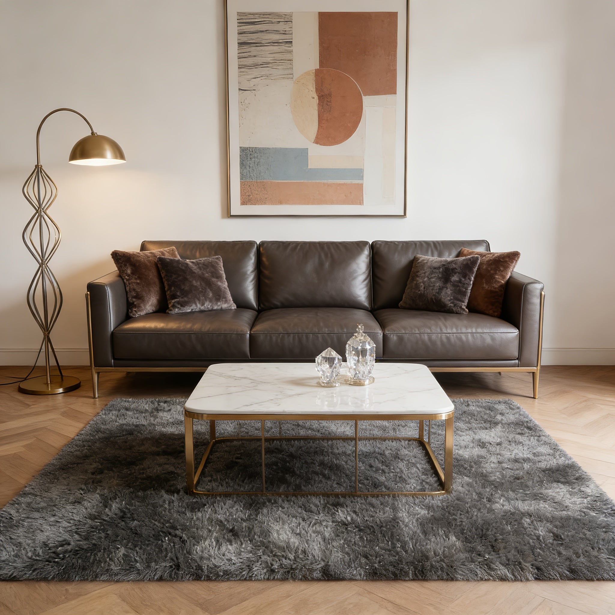 Round Faux Fur Area Rug - Soft Plush Circle Carpet for Living Room Bedroom, Machine Washable, Multiple Colors & Sizes